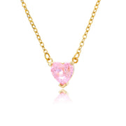 Zircon Heart Necklaces For Women Stainless Steel Chain White Pink