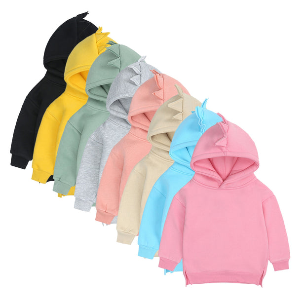 New Fashion Baby Boys Girls Clothes Solid Color Pullover Hooded