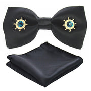 Adjustable Bow Tie Metal Wing Bowtie Pocket Square Towel Handkerchief Gift Set