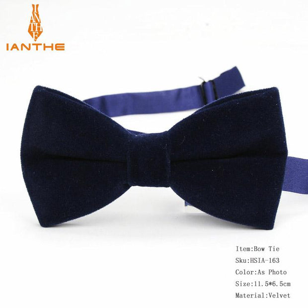 Ianthe Brand New Solid Color Velvet Bow Tie