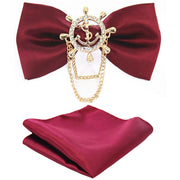 Adjustable Bow Tie Metal Wing Bowtie Pocket Square Towel Handkerchief Gift Set