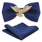 Adjustable Bow Tie Metal Wing Bowtie Pocket Square Towel Handkerchief Gift Set