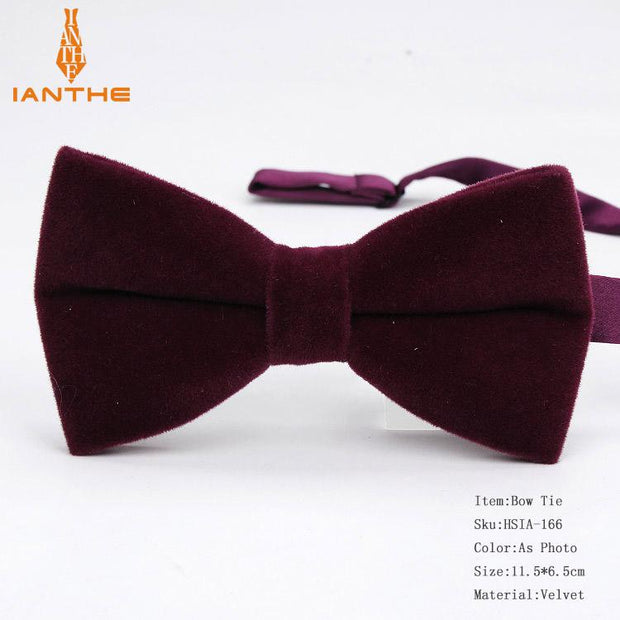Ianthe Brand New Solid Color Velvet Bow Tie