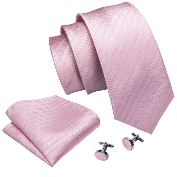 LS-5090 New Mens Ties Handkerchief Set 11 Colors Solid Silk Ties For Men