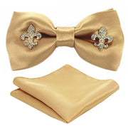 Adjustable Bow Tie Metal Wing Bowtie Pocket Square Towel Handkerchief Gift Set