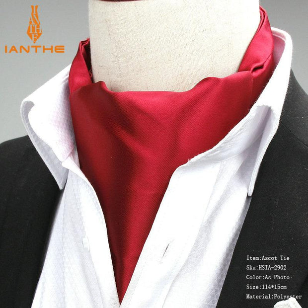 Jacquard Navy Red Solid Color Mens Cravat’s