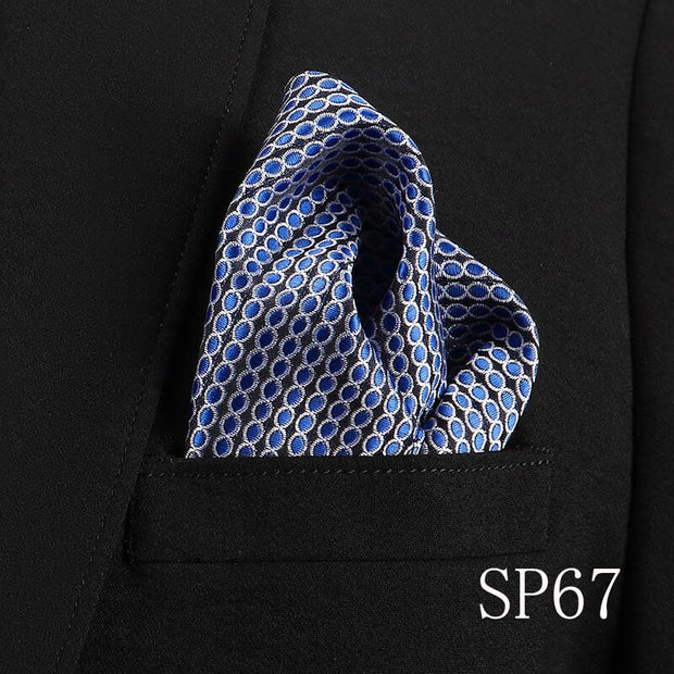 Vangise Mens Pocket Squares Dot Pattern Blue Handkerchief Fashion Hanky