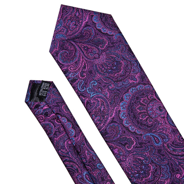 Barry.Wang Designer Purple Paisley Men Ties 8.5cm Wide 100% Silk Tie