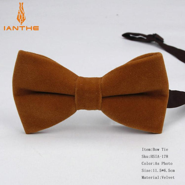 Ianthe Brand New Solid Color Velvet Bow Tie