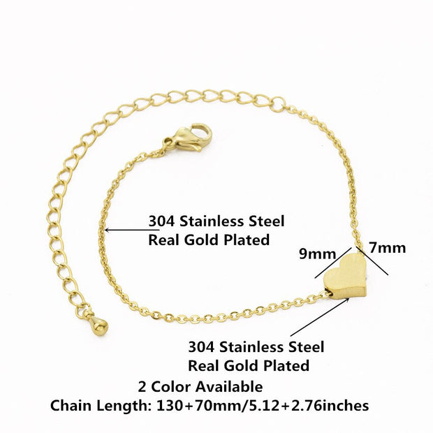 Tiny Heart Bracelet For Women Stainless Steel Chain Love Heart Charm Bracelets