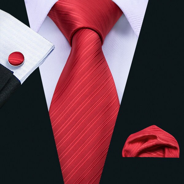 LS-5090 New Mens Ties Handkerchief Set 11 Colors Solid Silk Ties For Men