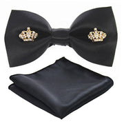 Adjustable Bow Tie Metal Wing Bowtie Pocket Square Towel Handkerchief Gift Set