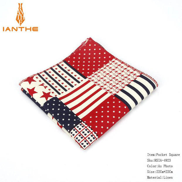 Vintage Linen Paisley Hankies For Men Casual Suits Pocket Square