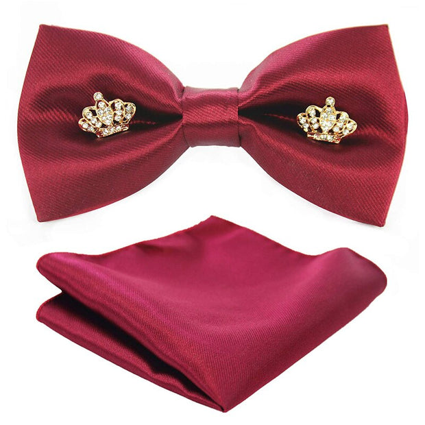 Adjustable Bow Tie Metal Wing Bowtie Pocket Square Towel Handkerchief Gift Set