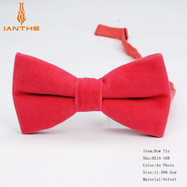 Ianthe Brand New Solid Color Velvet Bow Tie