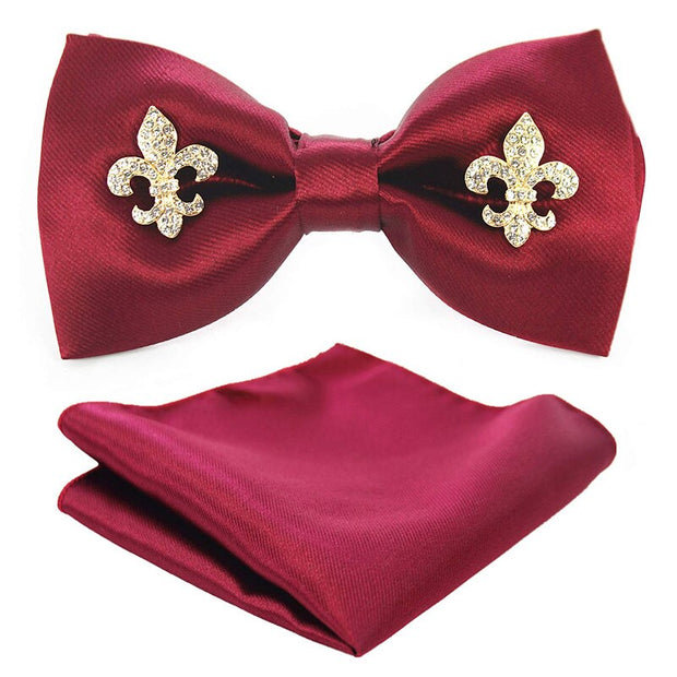 Adjustable Bow Tie Metal Wing Bowtie Pocket Square Towel Handkerchief Gift Set