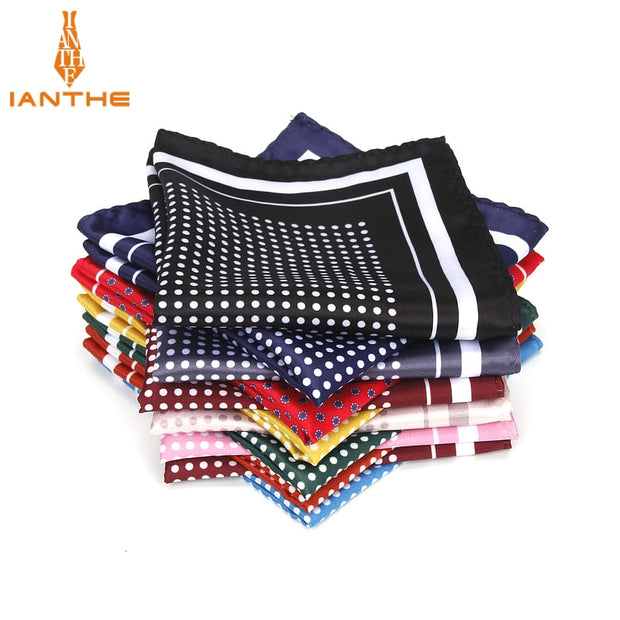 Handkerchief Vintage Dot Print Pocket Square Polyester Silk Soft Hankies