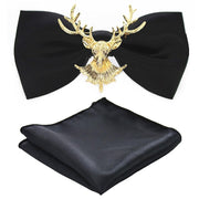 Adjustable Bow Tie Metal Wing Bowtie Pocket Square Towel Handkerchief Gift Set