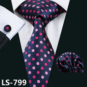 100% Silk Ties Jacquard Woven Gravata Barry.Wang Necktie Hanky Cufflink Sets