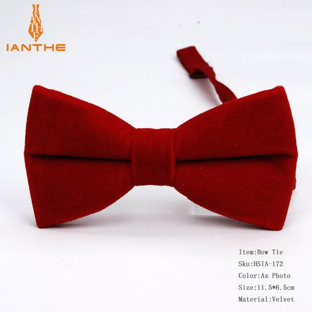 Ianthe Brand New Solid Color Velvet Bow Tie