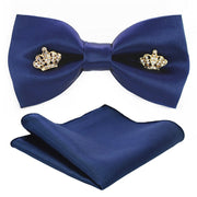 Adjustable Bow Tie Metal Wing Bowtie Pocket Square Towel Handkerchief Gift Set