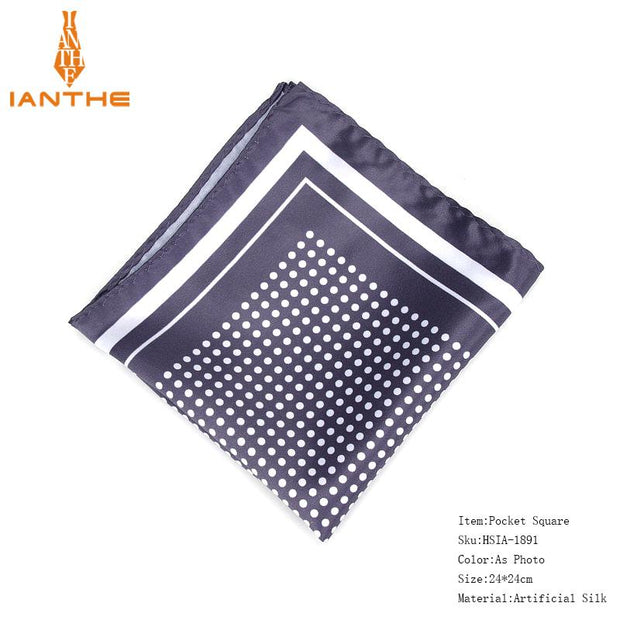 Handkerchief Vintage Dot Print Pocket Square Polyester Silk Soft Hankies