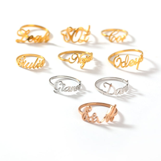 Custom Name Ring Band Custom Letters Initials Ring Stainless Steel