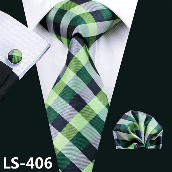 100% Silk Ties Jacquard Woven Gravata Barry.Wang Necktie Hanky Cufflink Sets
