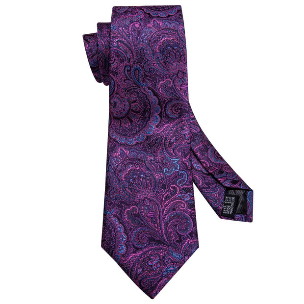 Barry.Wang Designer Purple Paisley Men Ties 8.5cm Wide 100% Silk Tie