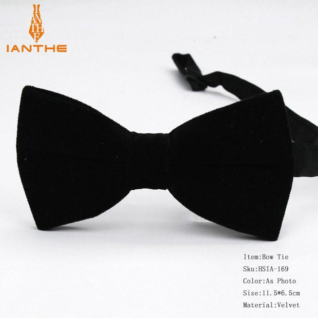 Ianthe Brand New Solid Color Velvet Bow Tie