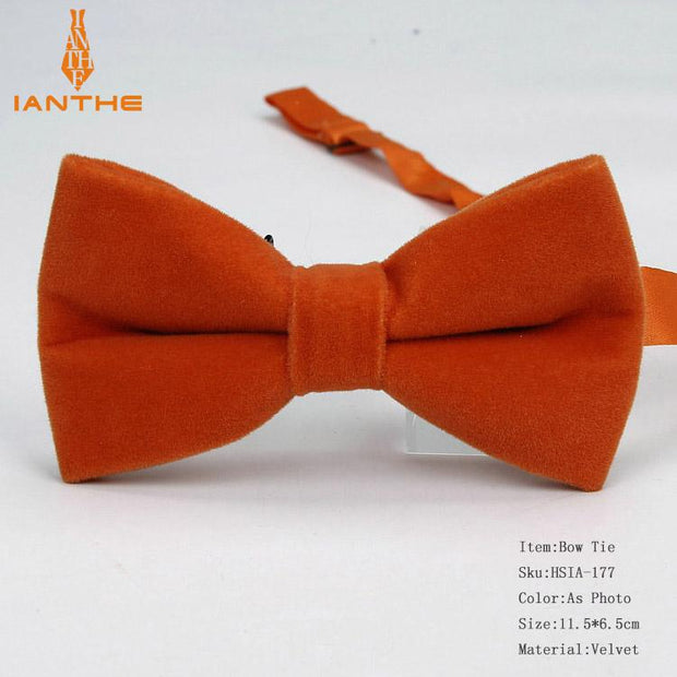 Ianthe Brand New Solid Color Velvet Bow Tie