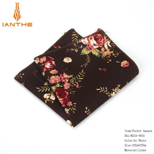 Vintage Linen Paisley Hankies For Men Casual Suits Pocket Square