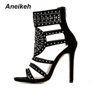 Open Toe Rhinestone Design High Heel Sandals