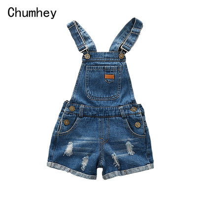 Chumhey 2-12T Kids Overalls Summer Boys Girls Denim Shorts Jean