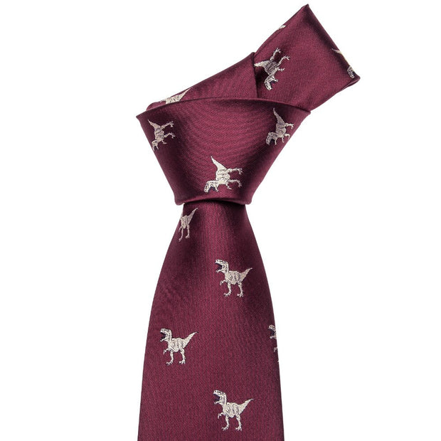 2018 New Arrival Men&#39;s Ties Dinosaur Pattern Red Mens Wedding Neckties