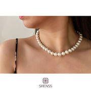 Elegant Silver 925 Jewelry Classic Temperament Wedding Necklace 4-10mm Shell Pearl