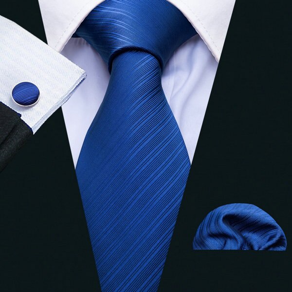 LS-5090 New Mens Ties Handkerchief Set 11 Colors Solid Silk Ties For Men