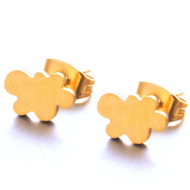 New Trendy Minimalist Cute Golden Multiple shapes Stainless steel stud earrings