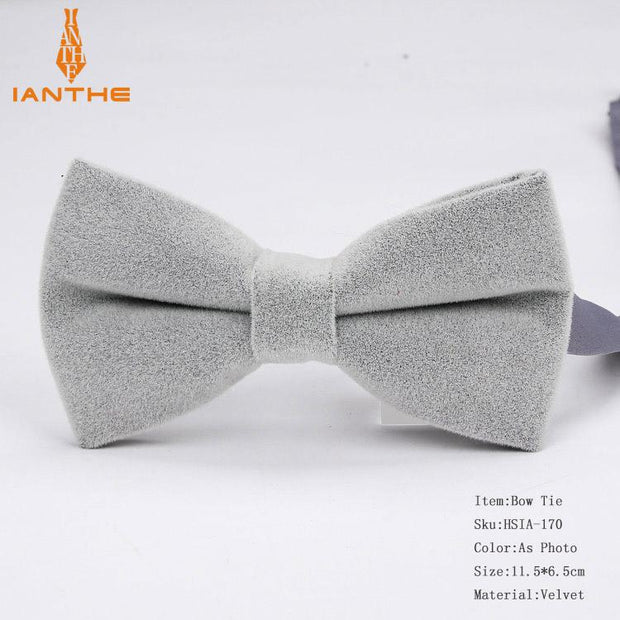 Ianthe Brand New Solid Color Velvet Bow Tie