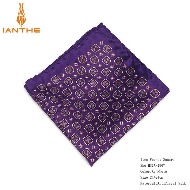 Brand Handkerchief Vintage Geometric Pocket Square Soft Hankies