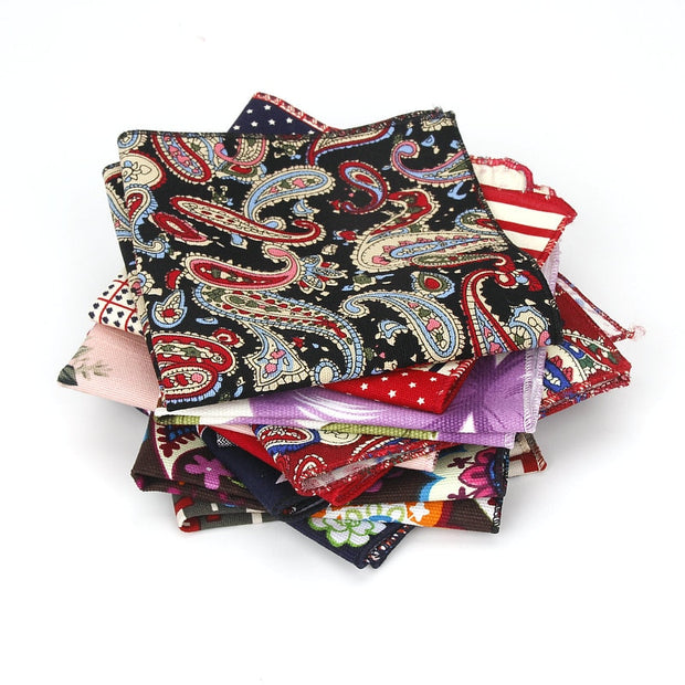 Vintage Linen Paisley Hankies For Men Casual Suits Pocket Square
