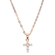 2022 High Quality S925 Sterling Pave AAA Cz Tiny Cute Cross Pendant Necklaces