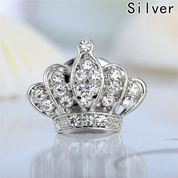 New Style Full Drill Crystal Mini Crown Men And Women Brooch