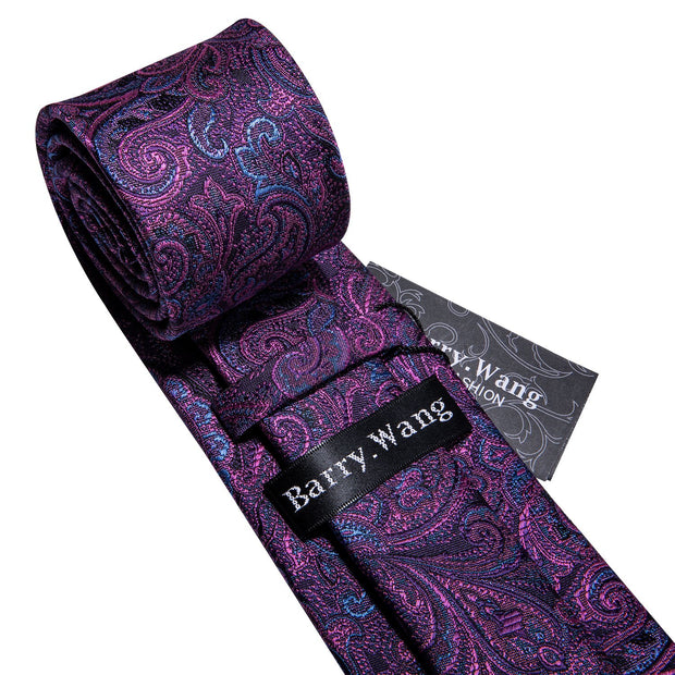 Barry.Wang Designer Purple Paisley Men Ties 8.5cm Wide 100% Silk Tie