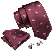 2018 New Arrival Men&#39;s Ties Dinosaur Pattern Red Mens Wedding Neckties