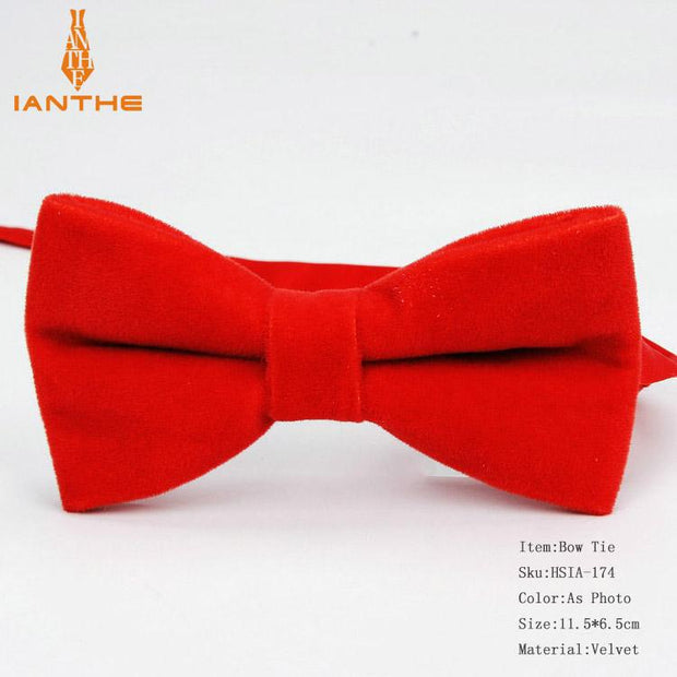 Ianthe Brand New Solid Color Velvet Bow Tie