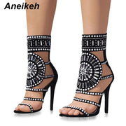 Open Toe Rhinestone Design High Heel Sandals