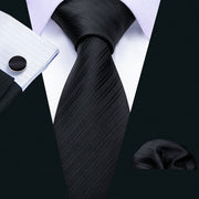 LS-5090 New Mens Ties Handkerchief Set 11 Colors Solid Silk Ties For Men