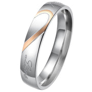 Men Women Stainless Steel Wedding Ring Female Italian Jewelry Lovers Heart