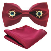 Adjustable Bow Tie Metal Wing Bowtie Pocket Square Towel Handkerchief Gift Set